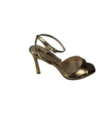 YAZKIŞ Kadın Siyah Gümüş Altın Kalın Tek Bantlı 10cn İnce Topuk Bilekten Bağlamalı Topuklu Ayakkabı thumbnail 8