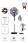 Torima SF-05 Siyah Ayaklı Portatif – 50W 3 Kademe 6 Pervaneli 16'' İnc Kumandalı Diğital Ekranlı Vantilatör Fan thumbnail 1