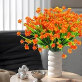 Nettenevime 6lı Set Yapay Çiçek Sazlı Lotus Turuncu Renk 7 Dal Plastik  30cm thumbnail 4