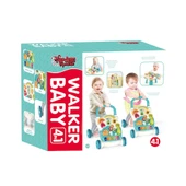 Piyanolu Yürüme Arkadaşı 4in1 Aktivite Masası Işıklı Müzikli Yürüteç Mavi thumbnail 3