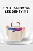 Torima D51 Beyaz Çift Mikrofonlu Kablosuz Parti Hoparlörü thumbnail 3