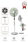 Torima SF-05 Beyaz Ayaklı 50W 3 Kademe 6 Pervaneli 16'' İnc Kumandalı Diğital Ekranlı Vantilatör Fan thumbnail 1