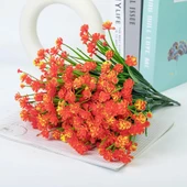 Nettenevime 6lı Set Yapay Çiçek Sazlı Lotus Turuncu Renk 7 Dal Plastik  30cm thumbnail 1