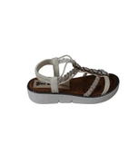 YAZKIŞ Kadın Beyaz Vizon(nut) Cilt Üzeri taşlı Arkası açık 4cm Kalın Rahat Taban Sandalet - 5