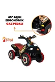 Renkli LED Işıklı Müzikli Akülü ATV Çocuk Motoru  Kırmızı - 5