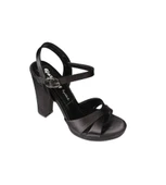 YAZKIŞ Kadın Siyah Gümüş saten Çapraz Bantlı 10cm Kalın Topuk 3 cm Pltform Topuklu Abiye Ayakkabı thumbnail 2