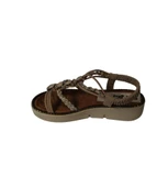 YAZKIŞ Kadın Beyaz Vizon(nut) Cilt Üzeri taşlı Arkası açık 4cm Kalın Rahat Taban Sandalet - 8