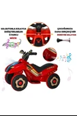 Renkli LED Işıklı Müzikli Akülü ATV Çocuk Motoru  Kırmızı - 4