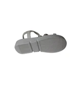 YAZKIŞ Kadın Beyaz Vizon(nut) Cilt Üzeri taşlı Arkası açık 4cm Kalın Rahat Taban Sandalet - 9