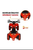 Renkli LED Işıklı Müzikli Akülü ATV Çocuk Motoru  Kırmızı - 6
