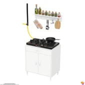 Modilayn QPLAS (XXXL) Set Ocak Altı Dolap 80x88x48 cm. Çekmeceli, kapaklı, raflı ve baharat raflı. - 8