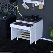 Modilayn QPLAS (XXXL) Set Ocak Altı Dolap 80x88x48 cm Çekmeceli, Kapaklı 2 Göz Raf Bölmeli thumbnail 1