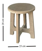 Boyanabilir Ahşap MDF Yuvarlak Demonte Tabure 23x28 cm - 1