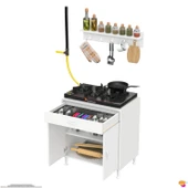 Modilayn QPLAS (XXXL) Set Ocak Altı Dolap 80x88x48 cm. Çekmeceli, kapaklı, raflı ve baharat raflı. - 7