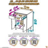 Modilayn QPLAS (XXXL) Set Ocak Altı Dolap 80x88x48 cm Çekmeceli, Kapaklı 2 Göz Raf Bölmeli thumbnail 5