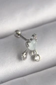 CEYLAN ADAM 316L Çelik Gümüş Renk Beyaz Minelik Kalp Sallantı Zirkon Taş Detay Tragus Piercing thumbnail 1
