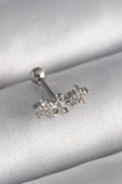 CEYLAN ADAM 316L Çelik Gümüş Renk Zirkon Taşlı Çiçek Tragus Piercing thumbnail 1