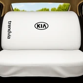 KIA Logolu Beyaz Araç Koltuk Kılıfı Seti Ön ve Arka Koltuklara Özel Penye Servis Kılıfı - 2