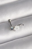 CEYLAN ADAM 316L Çelik Gümüş Renk Zirkon Taş Detay Beyaz Çiçek Model Tragus Piercing thumbnail 1