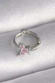 CEYLAN ADAM 316L Çelik Gümüş Renk Pembe Zirkon Taşlı Kelebek Model Tragus Piercing thumbnail 1