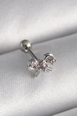 CEYLAN ADAM 316L Çelik Gümüş Renk Zirkon Taşlı Kurdele Tragus Piercing thumbnail 1