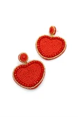 Kalp Boncuk Küpe - Kırmızı thumbnail 2