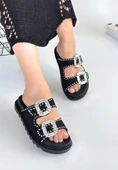 Juana Siyah Nubuk  Taşlı Terlik thumbnail 2
