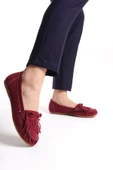 PS-100 Bordo Süet Püsküllü Günlük Kadın Babet - 2