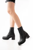 767-3040 Siyah Süet Günlük Kalın Topuklu Kadın Bot - 9