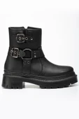 236-2013 Siyah Toka Aksesuarlı Fermuarlı Günlük Kadın Bot - 3