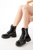 868-356 Siyah Rugan Bağcıklı Fermuarlı Günlük Kadın Bot - 2