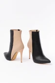 LS-216 Siyah Yüksek İnce Topuklu Fermuarlı Kadın Bot - 4