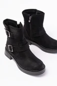 02-2014 Siyah Süet Toka Aksesuarlı Günlük Kadın Bot - 4