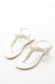 152-1110 Platin Multi Taşlı Parmak Arası Kadın Sandalet - 9