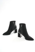 DNZ-409 Siyah Fermuarlı Topuklu Kadın Günlük Bot - 4
