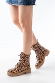 2121-356 Parlak Leopar Bağcıklı Fermuarlı Günlük Kadın Bot - 3