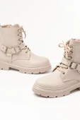 508-3038 Bej Toka Aksesuarlı Fermuarlı Günlük Kadın Bot - 4