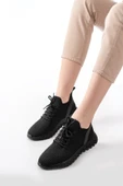 DM-501 Siyah Bağcıklı Faylon Taban Günlük Spor Ayakkabı - 1