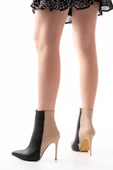 LS-216 Siyah Yüksek İnce Topuklu Fermuarlı Kadın Bot - 3