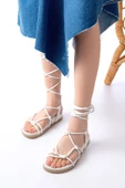 1001-1001 Multi Bilekten Bağcıklı Kadın Sandalet - 4
