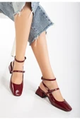 St-003 Bordo Rugan Günlük 4 Cm Topuklu Ayakkabı - 1