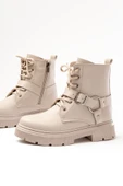 508-3038 Bej Toka Aksesuarlı Fermuarlı Günlük Kadın Bot - 1