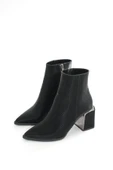 DNZ-409 Siyah Fermuarlı Topuklu Kadın Günlük Bot - 3
