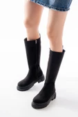 812-340 Siyah Süet Fermuarlı Günlük Kadın Çizme - 1