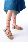 1001-1001 Multi Bilekten Bağcıklı Kadın Sandalet - 1