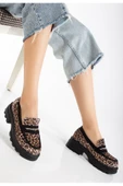 746-759 Leopar Günlük Yüksek Tabanlı Loafer Ayakkabı - 1
