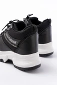 F-209 Siyah Bağcıklı Fileli Taş Aksesuarlı Günlük Spor Ayakkabı - 9