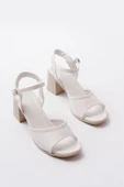K-13 Beyaz Günlük Topuklu Kadın Sandalet - 3