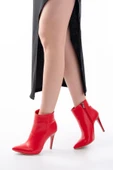 VRT-4802 Kırmızı Yüksek İnce Topuklu Fermuarlı Kadın Bot - 3