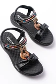DM-608 Taba Taşlı Arka Lastikli Günlük Kadın Sandalet - 6